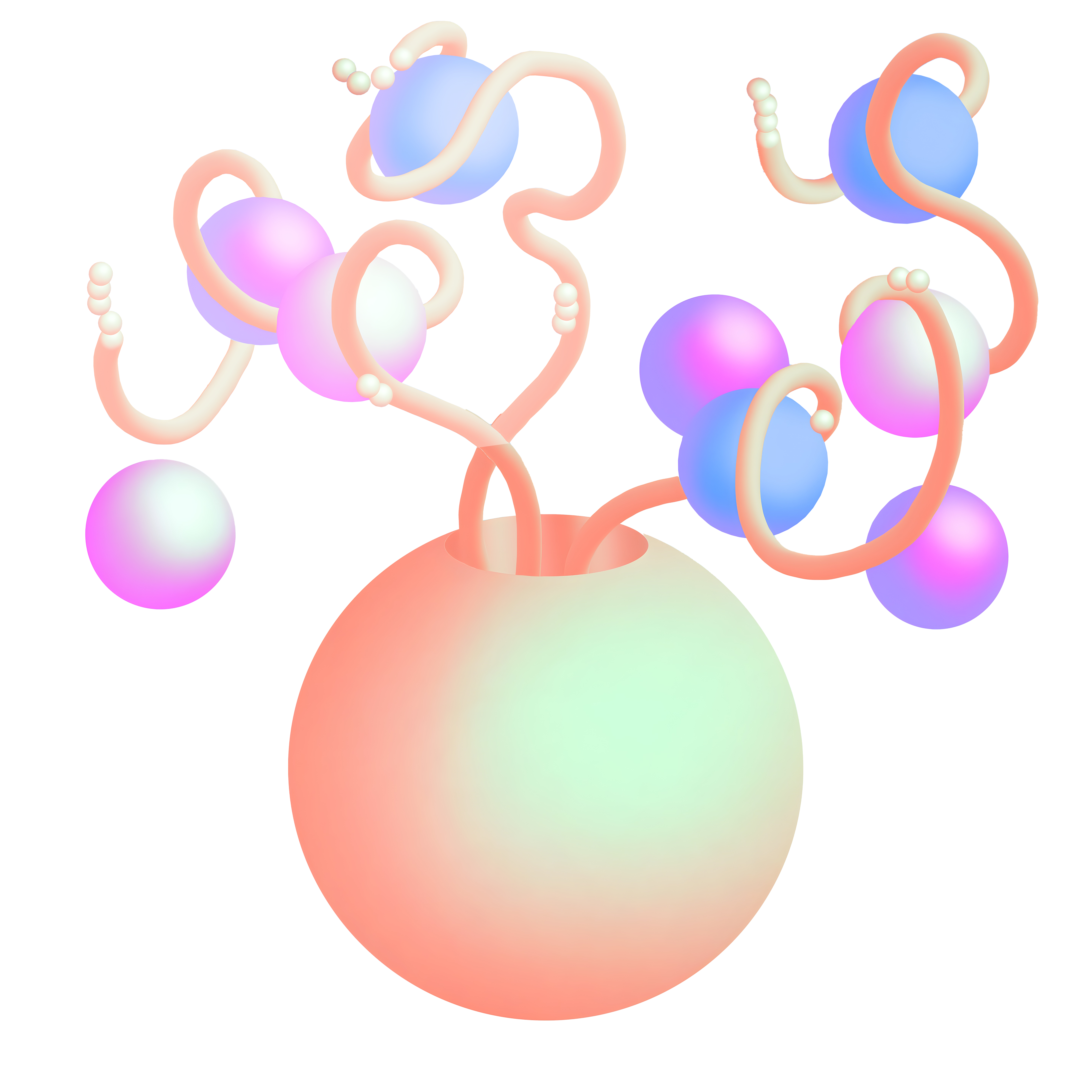 Digital Futures - An abstract flowerpot with floating bubbles