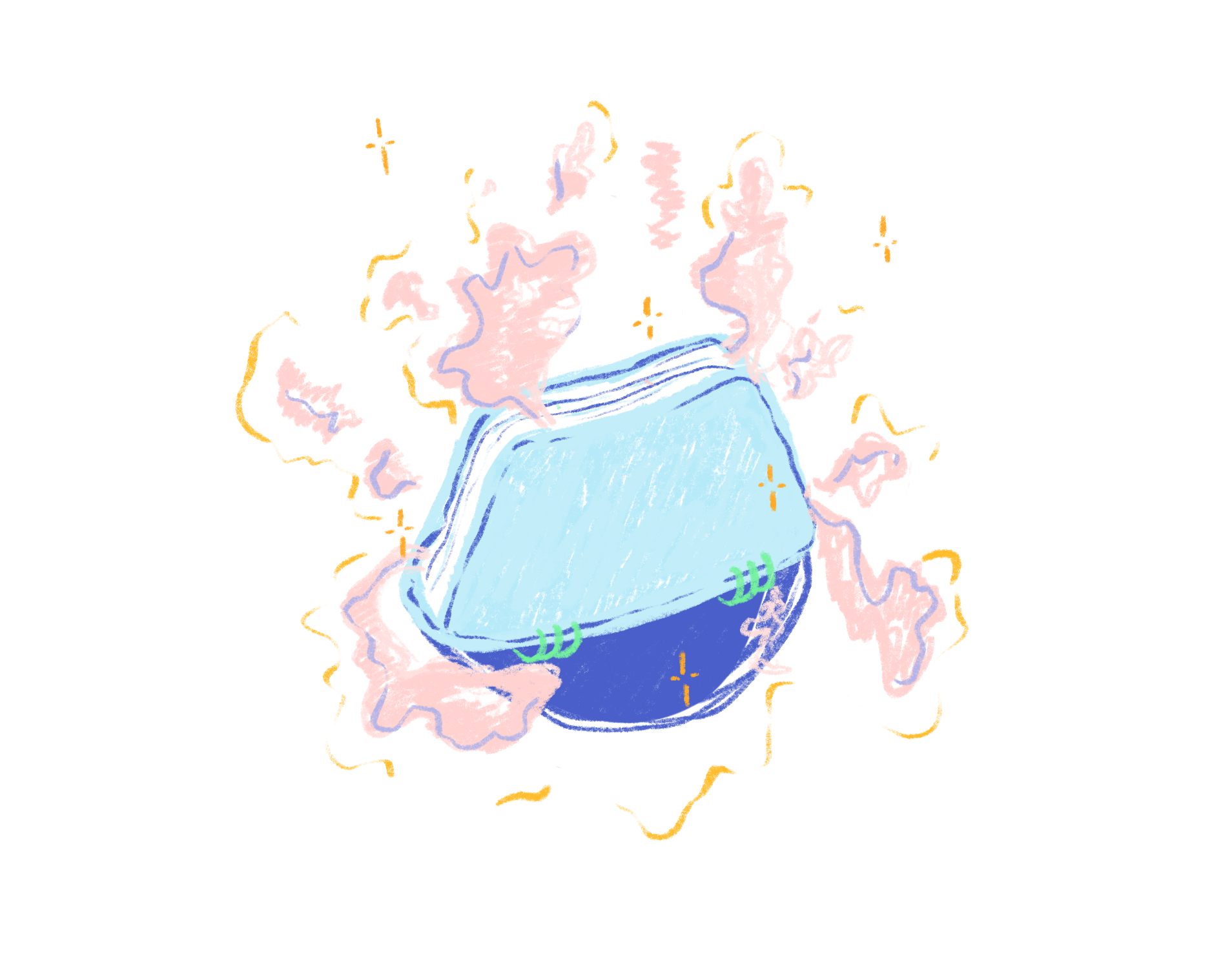 Digital Futures - Drawing of a book with abstract blobs flowing out of the pages